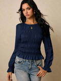 Poéselle Casual Long Sleeve Ruffle Blouse