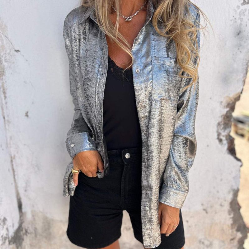 Casual, fashionable suede lapel shirt