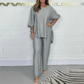 Women's long-sleeved top and wide-leg trousers set