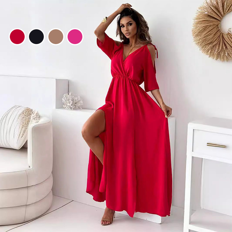 Elegant & Sexy V-Neck Side Slit Dress for Women