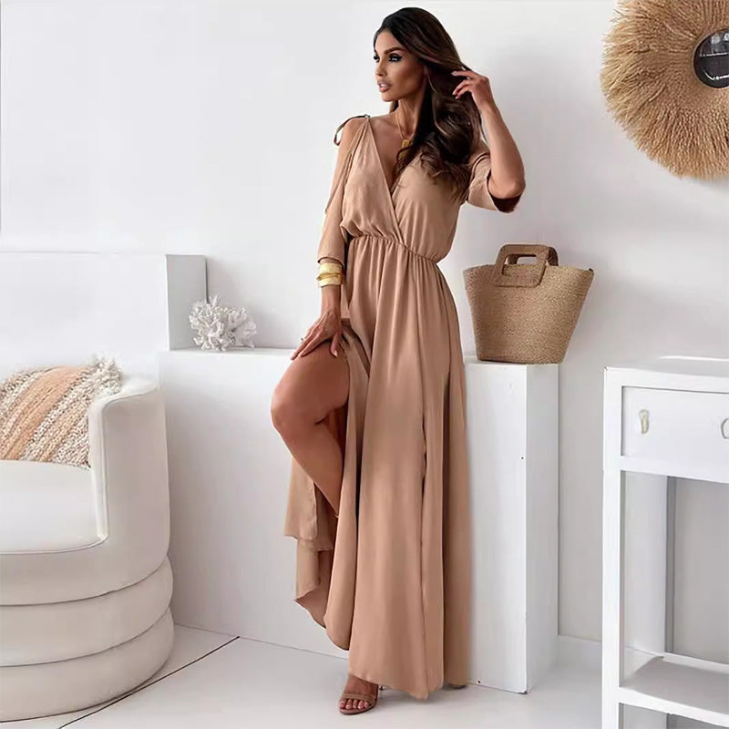 Elegant & Sexy V-Neck Side Slit Dress for Women
