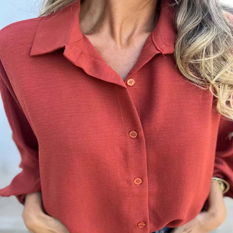 Elegantes einfarbiges Button-Up-Saum für Damen