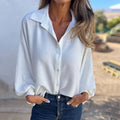 Elegantes einfarbiges Button-Up-Saum für Damen