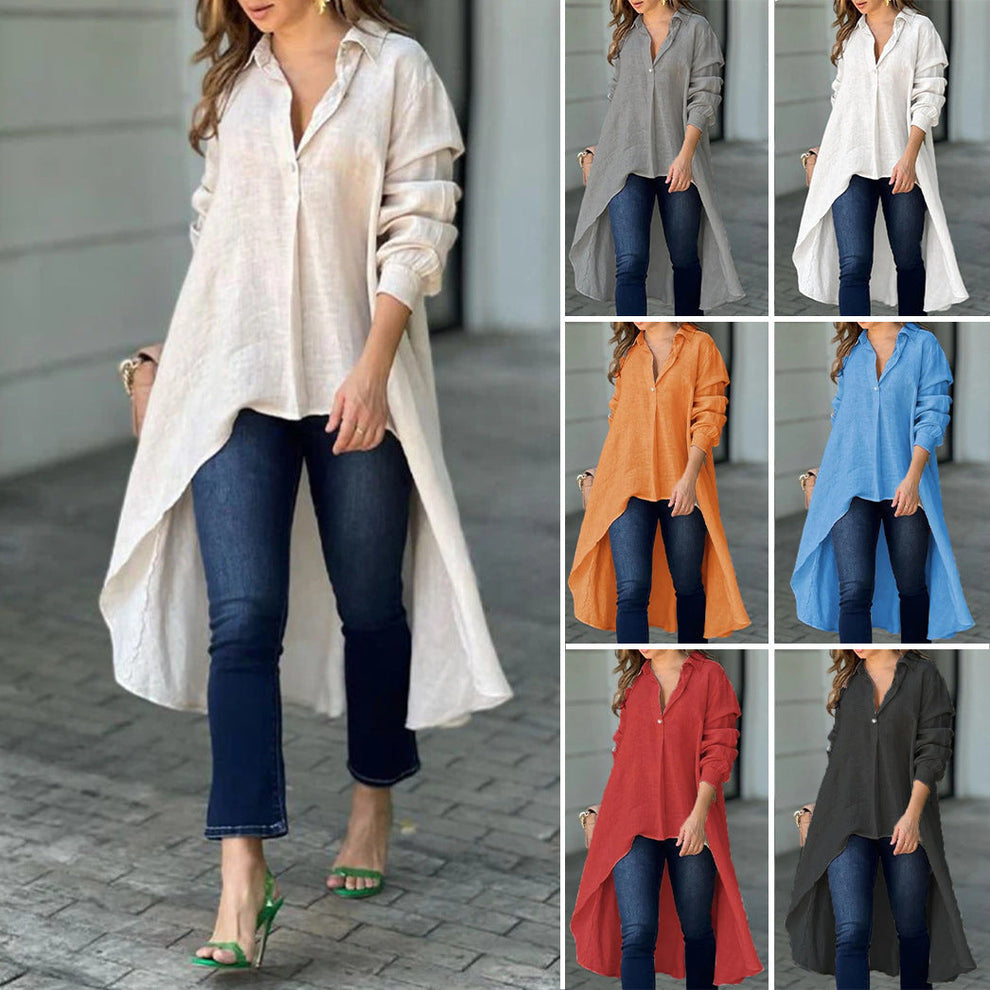 Elegant women's shirt with long lapels