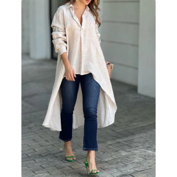 Elegant women's shirt with long lapels