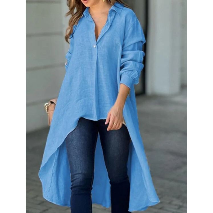 Elegant women's shirt with long lapels