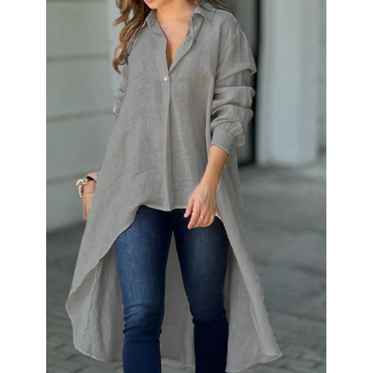 Elegant women's shirt with long lapels