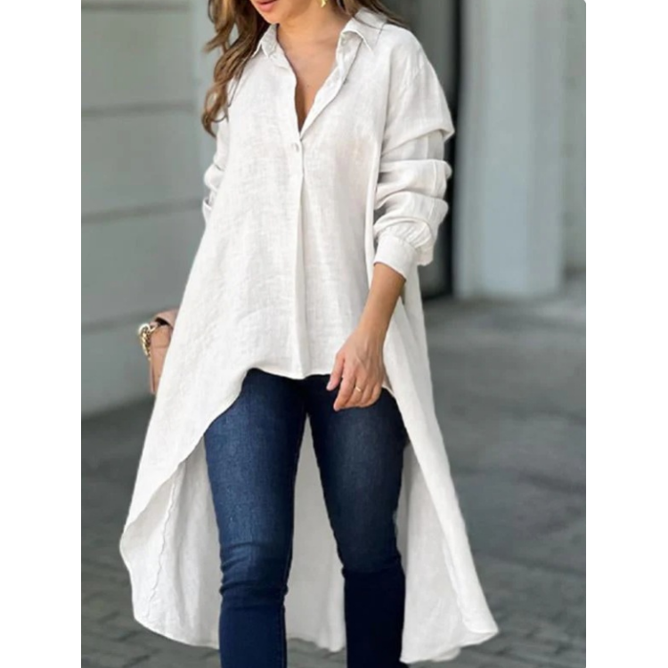Elegant women's shirt with long lapels