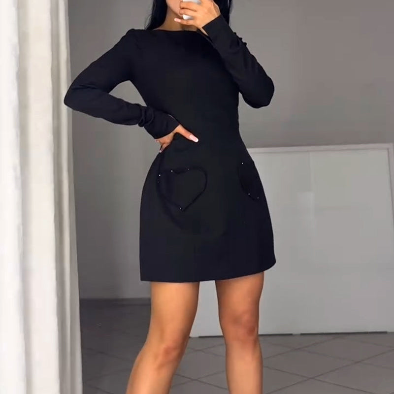 Figure-hugging mini dress with a round neckline