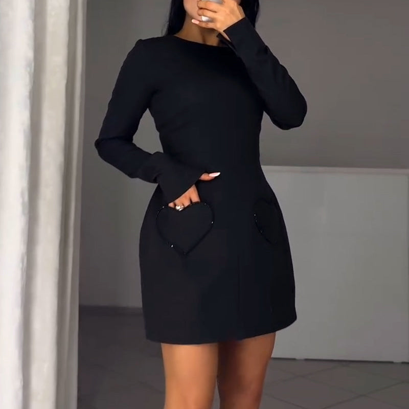 Figure-hugging mini dress with a round neckline