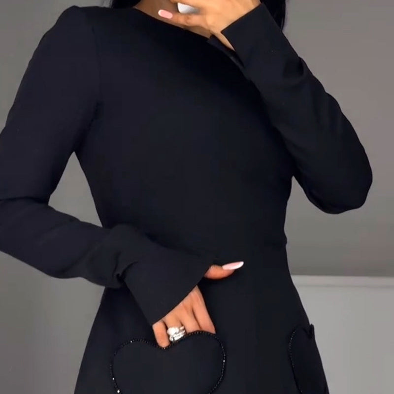 Figure-hugging mini dress with a round neckline